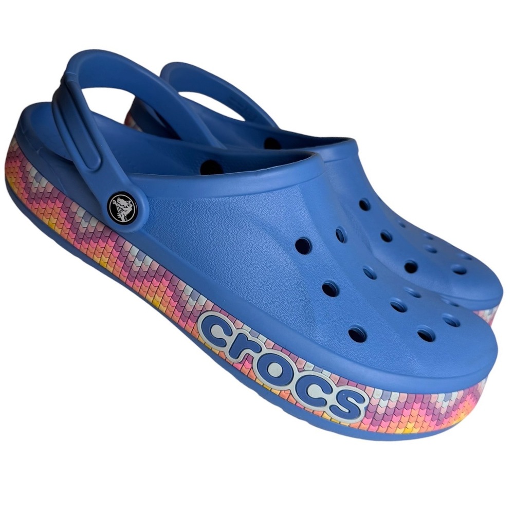Crocs Classic Clogs Blue Multicolor Graphic Mens 12 - Picture 5 of 15
